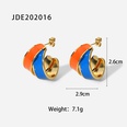 fashion retro 14K gold stainless steel contrast color matching drop oil hoop earringspicture11